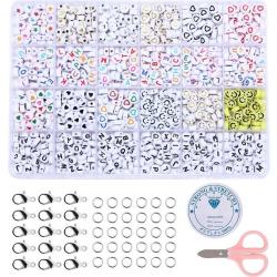 Fako Bijoux® - Letterkralen Set - Letter Beads - Alfabet Kralen - Sieraden Maken - Wit Mix