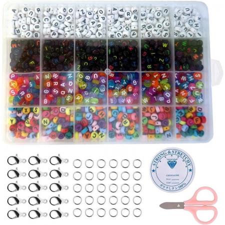 Fako Bijoux® - Letterkralen Set - Letter Beads Box - Alfabet Kralen - Sieraden Maken - 1200 Stuks - Mix