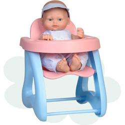   Babypop Mini Baby Met Kinderstoel 28 Cm Blauw/roze
