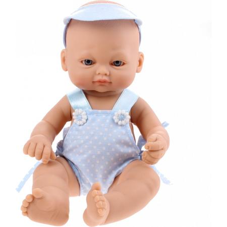 Falca Babypop Newborn 16 Cm Meisjes Blauw Met Stippen
