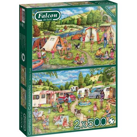 Falcon puzzel Camping and Caravanning - Legpuzzel - 2x500 stukjes