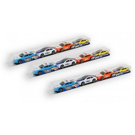 FastRace Speelgoedautotjes - 4 Stuks - Diverse Kleuren