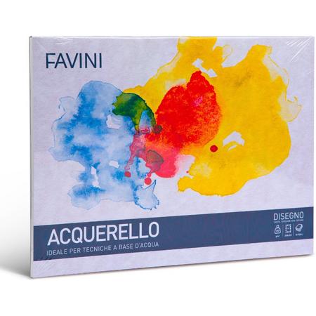 Aquarel papier 20 % katoen DISEGNO torchon 340 g/m2 250 x 350 mm (B4) wit 10 vel FAVINI made in Italy