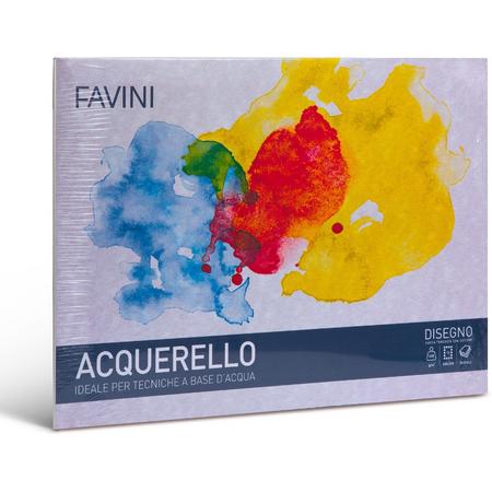 Aquarel papier 20 % katoen DISEGNO torchon 340 g/m2 350 x 500 mm (B3) wit 10 vel FAVINI made in Italy
