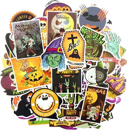 50 Halloween stickers - Sticker mix Happy Halloween- serie vrolijke enge afbeeldingen
