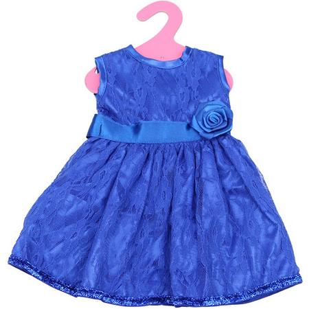 Blauw jurkje met kant voor babypop zoals baby born - Poppenkleertjes - galajurk voor pop