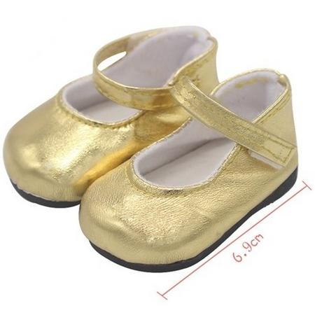 Gouden schoenen voor pop - Schoentjes voor babypop zoals baby Born - goud klassiek model