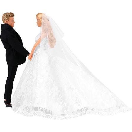 Modepoppen bruiloft kleding: Bruidsjurk en Trouwpak - past op barbie en Ken