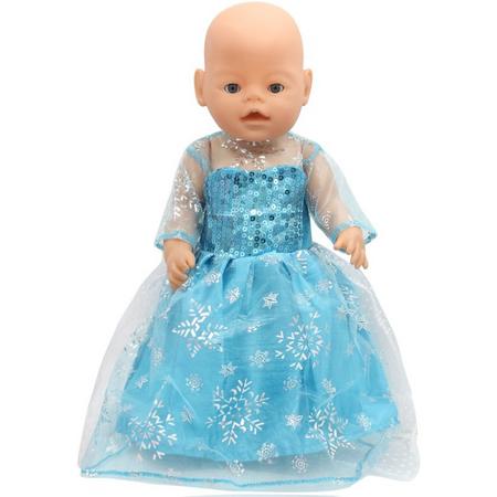 Prinses Elsa jurk voor pop zoals Baby Born of andere poppen met lengte van circa 43 CM - Prinsessen jurkje