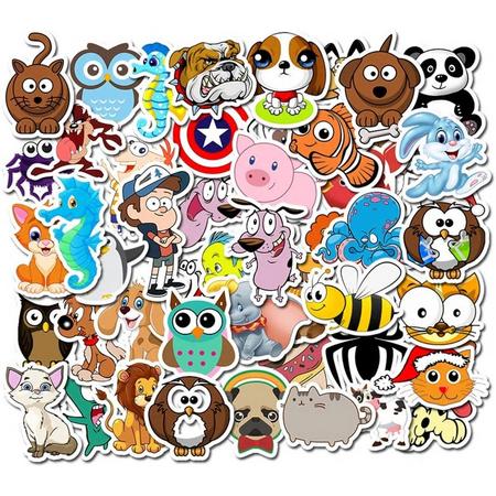 Schattige dieren stickers - pack met 50 stuks - geschikt voor kinderen