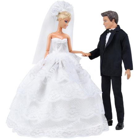 Trouwjurk en trouwpak voor Barbie en Ken - Bruid en Bruidegom modepop kleding