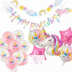 Unicorn - them verjaardag - decoratiepakket - pastel fantasie roze regenboog