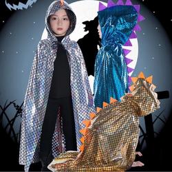 Halloween cape - Halloween verkleedpak - Dino cape - Dino verkleedpak - Kleur goud met oranje stekels - Unisex - Van 3 tot 9 jaar