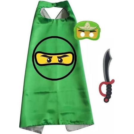 Ninjago cape en masker - Groen - Met ninja zwaard