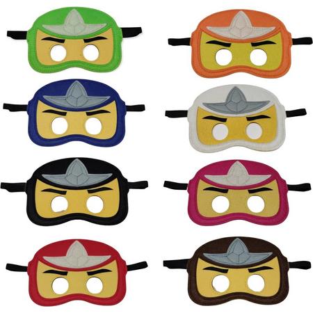 Ninjago maskers - Ninja maskers - Set van 8 stuks - Van hoogwaardig vilt - Jongens/Meisjes - Van 2 tot 9 jaar