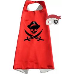 Piraat cape en masker - Piraat verkleedkleding - Piraten cape met masker - Piraten verkleedpak - Rood met ooglapje