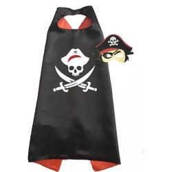 Piraat cape en masker - Piraat verkleedkleding - Piraten cape met masker - Piraten verkleedpak - Zwart met zwaarden en doodshoofd