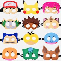 Pokémon maskers van hoogwaardig vilt - Set van 12 stuks - Pikachu - Pokemon personages