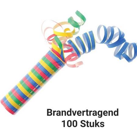 100 stuks: Brandvertragende serpentines in 5 kleuren - 4m - brandvertragend/ Brandveilig, Carnaval, Themafeest