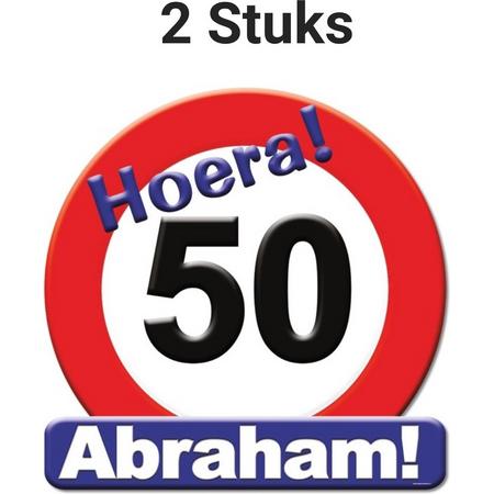2 Stuks Huldeborden Hoera 50 Abraham, Verjaardag, Feestversiering