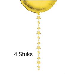 4 stuks Ballon koord sterren goud, Ballonnen Versiering
