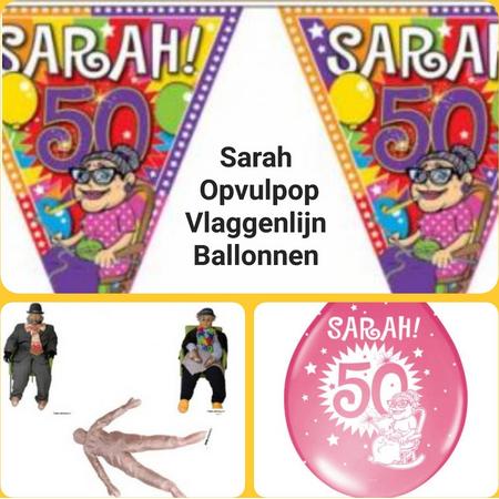Opvulpop Sarah & Vlaggenlijn  & Ballonnen Sarah, 50 jaar, Verjaardag