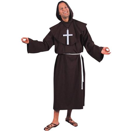 Pater kleed met kap-Kleur:Bruin-Maat:XL