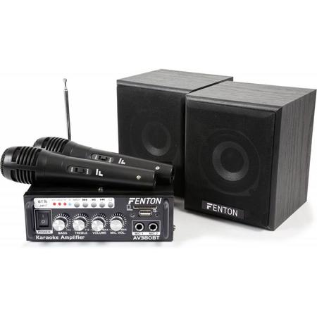 Fenton AV380BT versterker met luidsprekers USB/SD en Bluetooth 2x microfoon