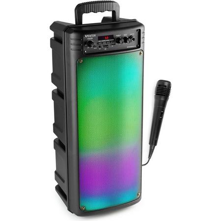 Karaoke set met microfoon - Fenton BoomBox300 - 100W Karaoke box met discolicht, Bluetooth en accu