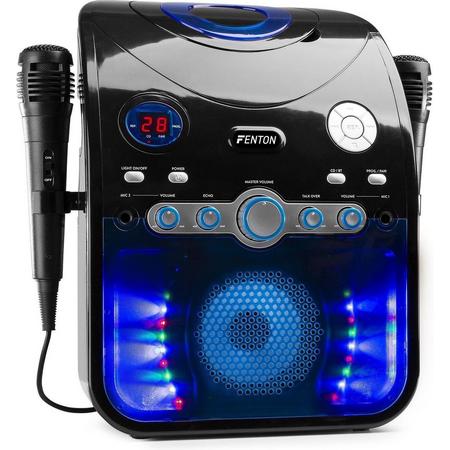 Karaoke set met microfoons en ingebouwde speaker - Fenton SBS20B - Bluetooth - CD G - Aansluiting voor TV - Lichteffecten - Echo - Zwart