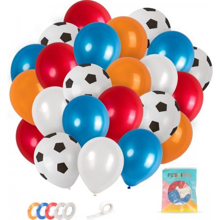 Festivz 40 stuks Rood Wit Blauw Oranje Voetbal Ballonnen – Decoratie – Feestversiering – Rood - Wit - Blauw - Oranje - Latex - Oranje - Orange Latex - Nederlands Elftal - Feest - WK2022 - Voetbal