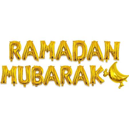 Festivz Ramadan decoratie - Ramadan Mubarak Letters en Maan - Ramadan Feestdecoratie - Ramadan Decoratie - Goud