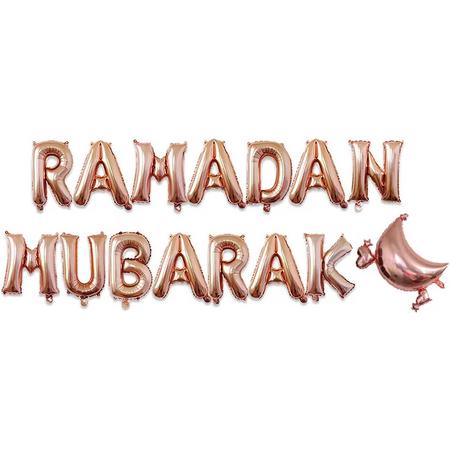Festivz Ramadan decoratie - Ramadan Mubarak Letters en Maan - Ramadan Feestdecoratie - Ramadan Decoratie - Rose Goud