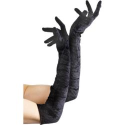 Zwarte lange fluwelen handschoenen