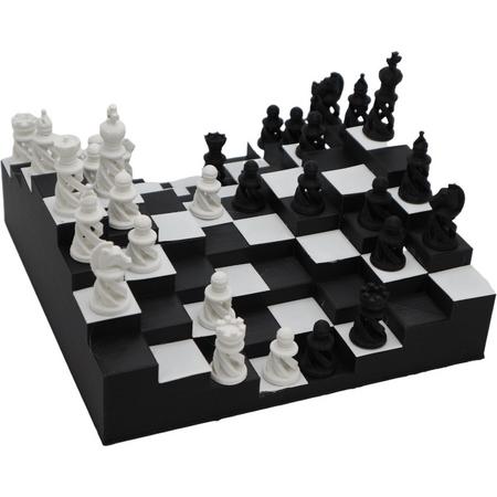Fiastra Garibaldi - 3D schaakbord - luxe schaakbord - inclusief luxe schaakstukken - gerecycled plastic