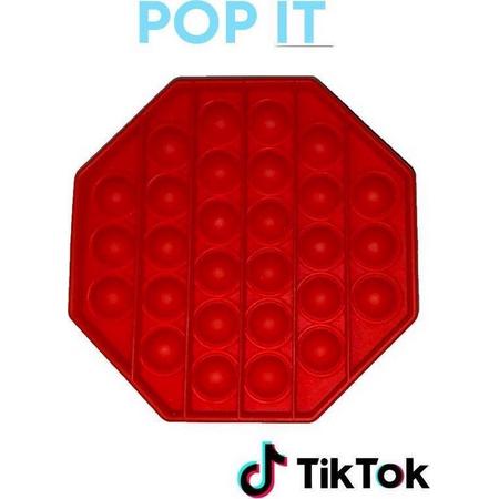 Pop IT - achthoek rood - Fidget Toy - satisfying & rustgevende popjes - Bekend van TikTok