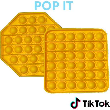Pop IT Yellow - Achthoek & Vierkant Geel - anti-stress fidget toys - leuke satisfying popits