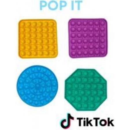 Pop it – Vierkant Geel, Paars Cirkel blauw & achthoek groen Pop It Fidget - anti stress speelgoed 