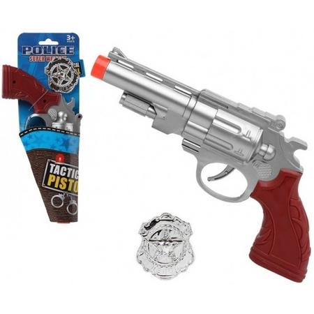 Politie speelgoed pistool 27 cm - speelgoed verkleed pistool zilver