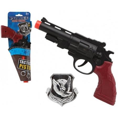 Politie speelgoed pistool 27 cm - speelgoed verkleed pistool zwart