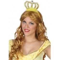 Prinses/koningin verkleed diadeem met gouden kroon