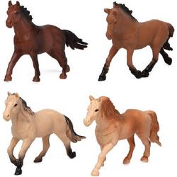Speelgoed boerderij dieren paarden figuren 4x stuks van kunststof