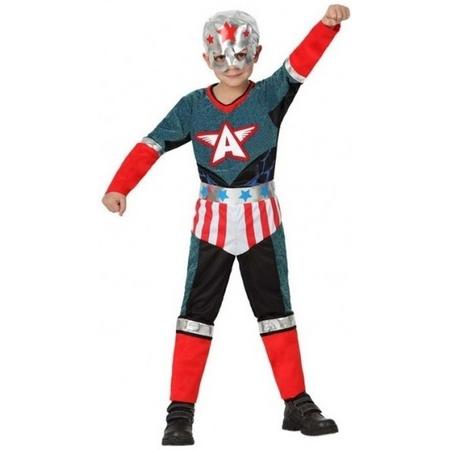 Superhelden kapitein Amerika verkleed set / kostuum voor jongens - carnavalskleding - voordelig geprijsd 140 (10-12 jaar)