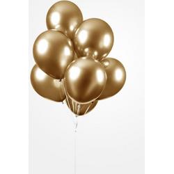 Luxe Chrome Ballonnen 30cm Goud 25 Stuks - Heliumballonnen voordeelset Metallic Gold Feestje- Verjaardag- Party