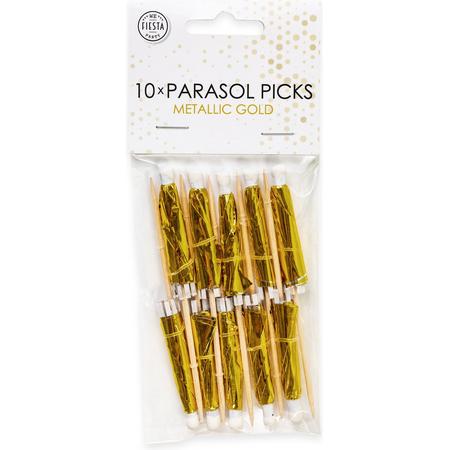 Parasol picks metallic goud, 10 stuks