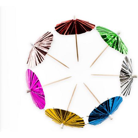 Parasol picks metallic multicolours, 10 stuks