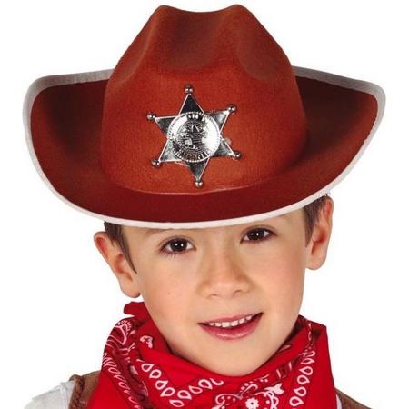 Fiestas Guirca Cowboyhoed Sheriff Junior One-size Vilt Bruin