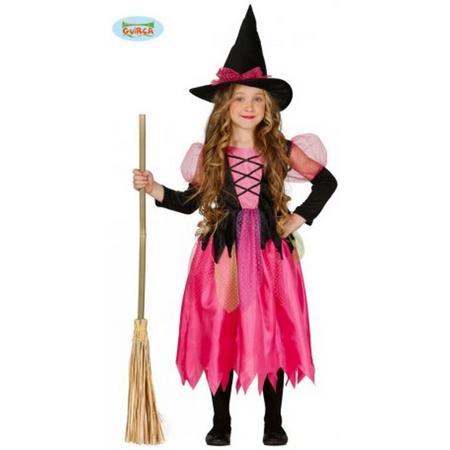 Halloween Heksenjurkje Roze-Zwart