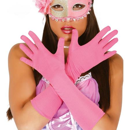 handschoenen lang pink - medium