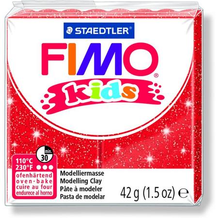 Fimo Kids Boetseerklei Glitter - Rood